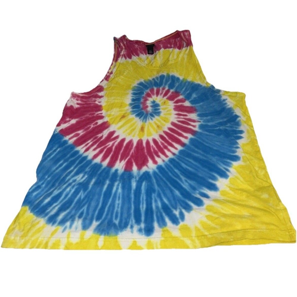 Large Tie Dye Multicolor Sleeveless Pullover Tank Top